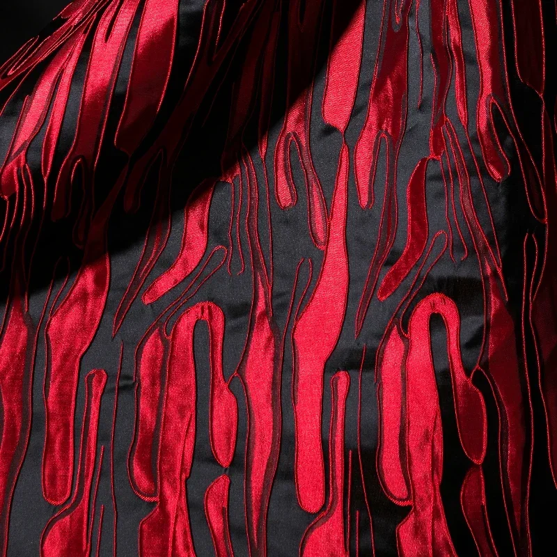 Vermelho e preto rosto abstrato tridimensional jacquard textura tecido roupas criativas vestido terno designer tecido