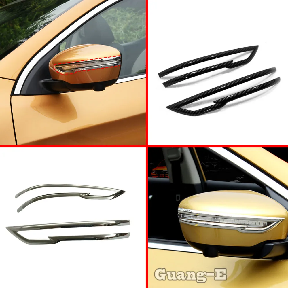 

Car ABS Chrome Back Rear View Eyebrow Side Mirror Strip Cover Stick Trim Panel Lamp 2PCs For Nissan Qashqai J11 2016 2017 2018