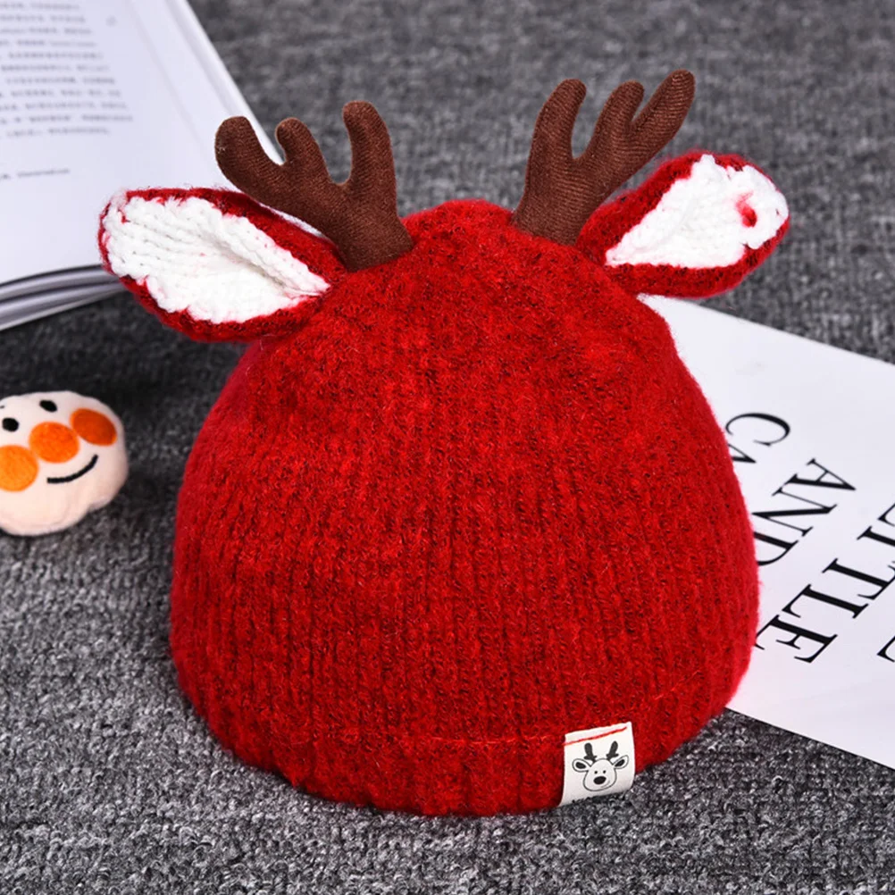 

1Pcs Antler Hat Kids Warm Knitted Woolen Winter Baby Hat Soft Comfortable Outdoor Headwear Creative Gift Woolen Hats