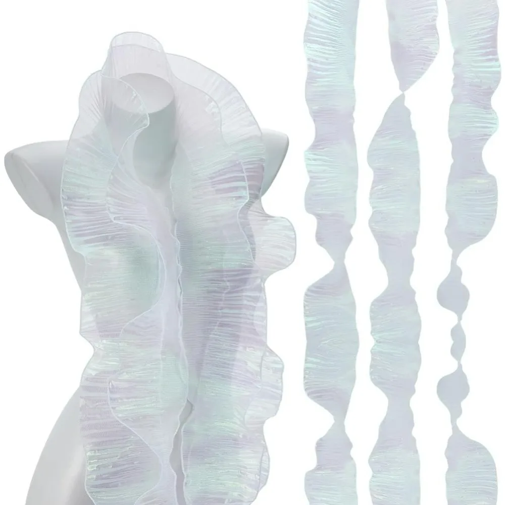 

10 Yards Organza Ruffled Fabric Ruffle Pleated Chiffon Trim 4.3Inches Width Tulle Decorative Ribbon for Sewing DIY Wedding