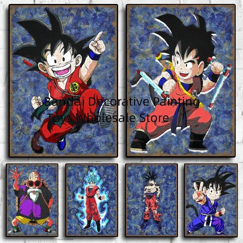 Bandai HD Poster Classic Anime Picture Dragon Ball Son Goku Canvas Painting No Frame Home Decor for Living Room Boy Bedroom Gift