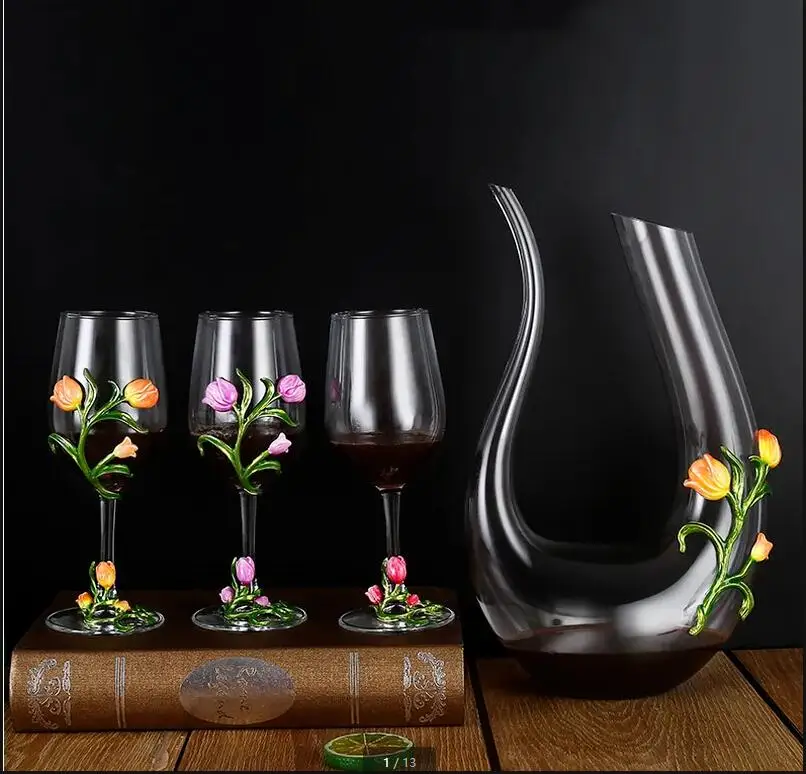 

Металлический стеклянный винный набор, красный келих, графин, диспенсер, хрустальная посуда, посуда для напитков, подарок