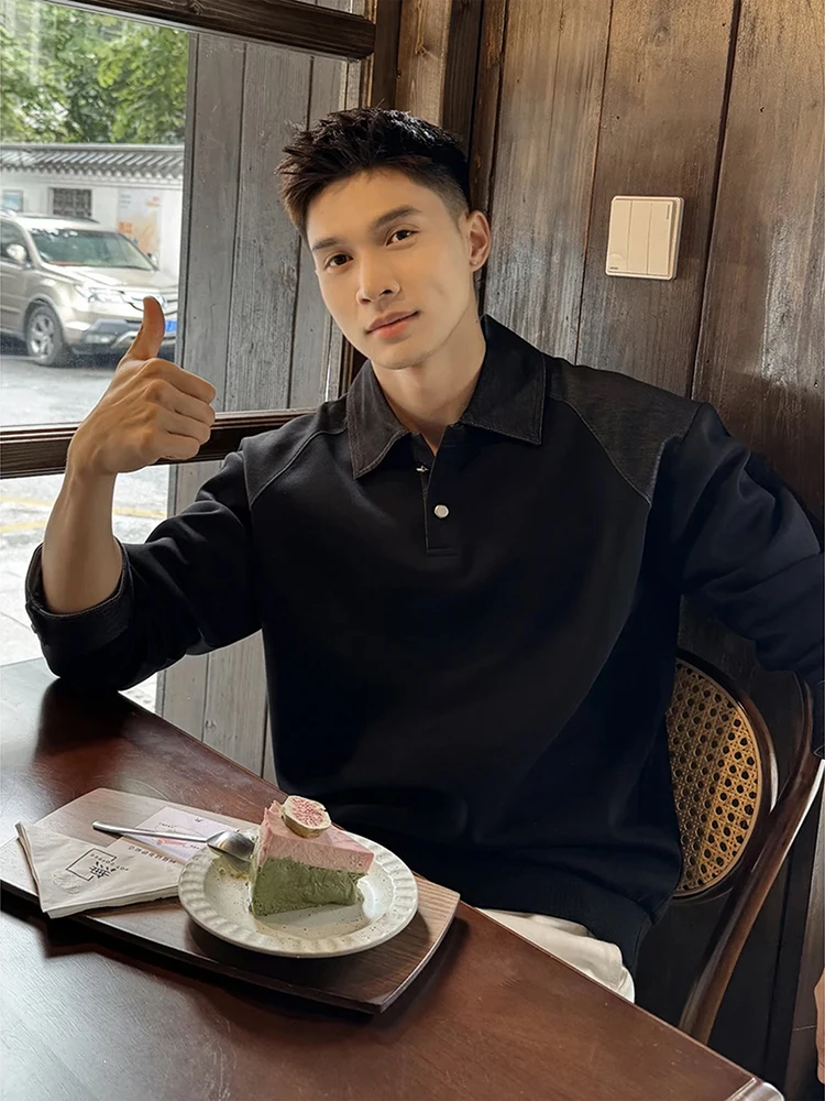 

Мужской свитшот Bla Henry Collar с длинным рукавом, поясом на плече, высококачественный, осенний, в американском стиле, из дышащего полиэстера