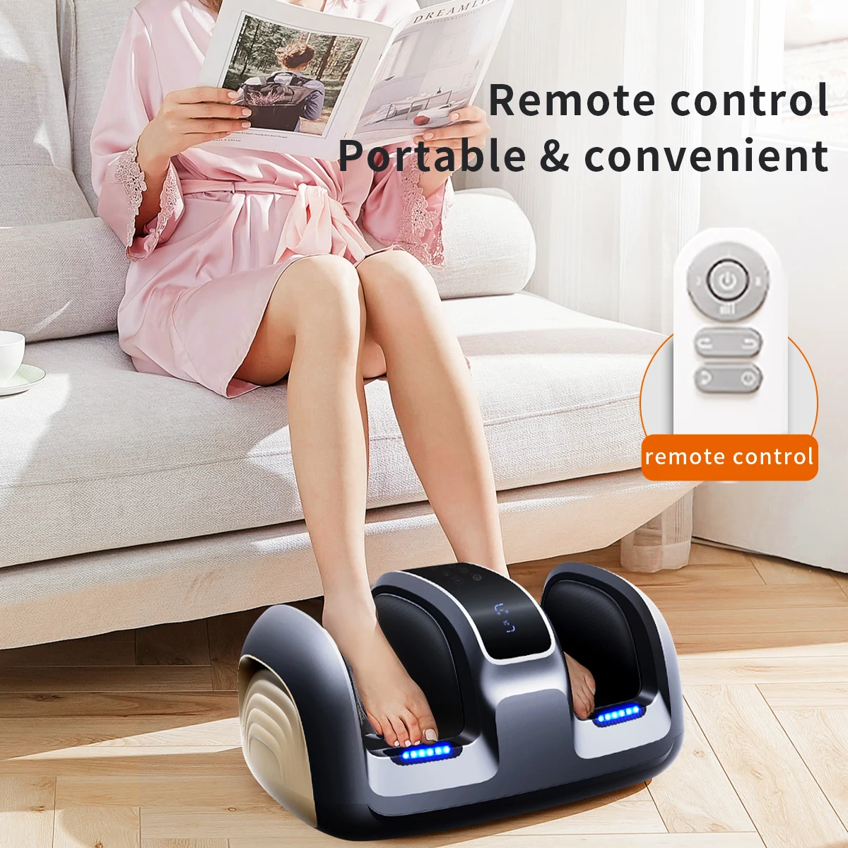 Foot Massager with Deep Tissue Massager Improves Circulation  Blood Flow through Kneading Movements Heat Therapy - Plantar Fasci