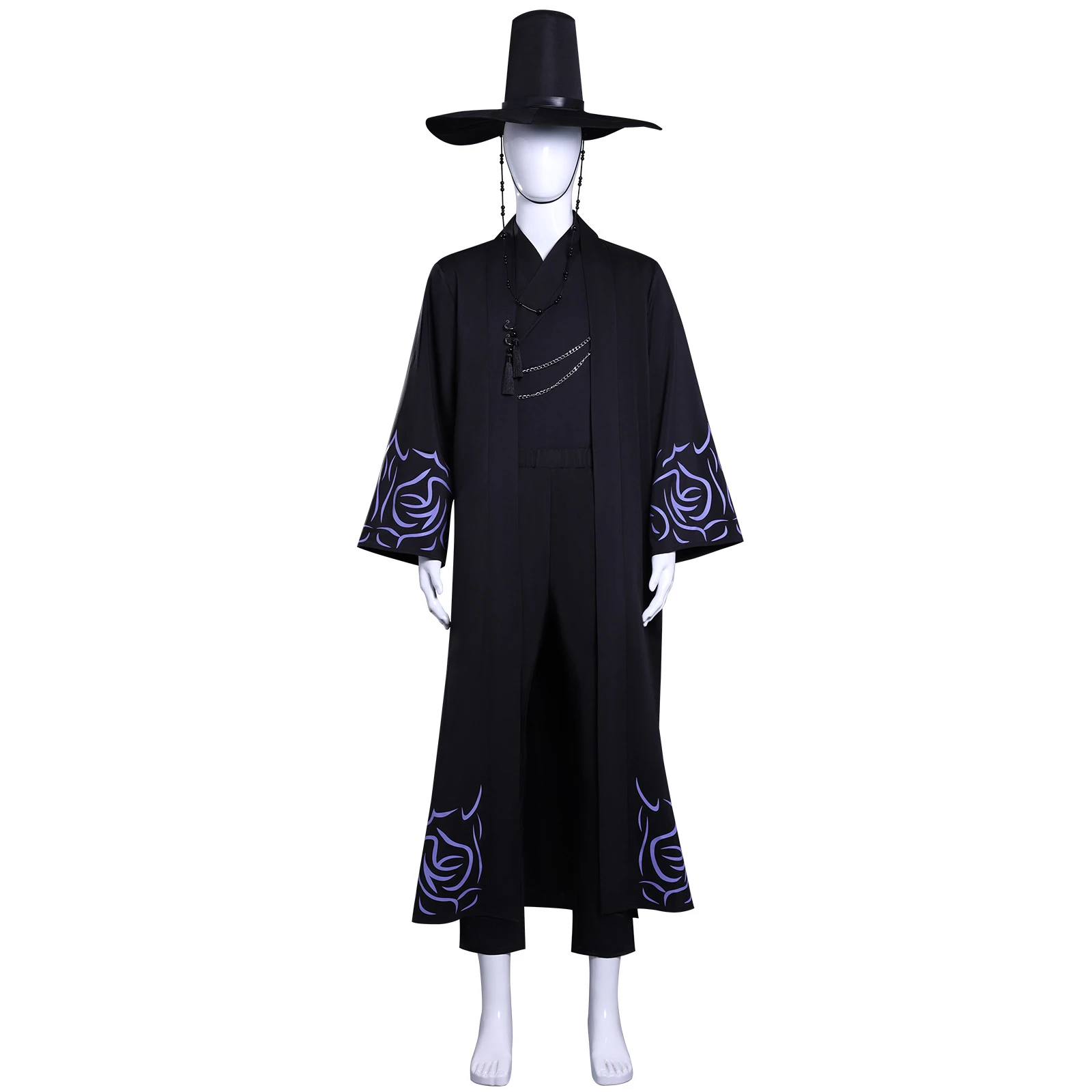 

Saja Boys Jinu Cosplay Costume Anime Male Hunter Black Uniform Band Sings Korean Style Men'S Suit, Hat, Robe, Halloween Uniform