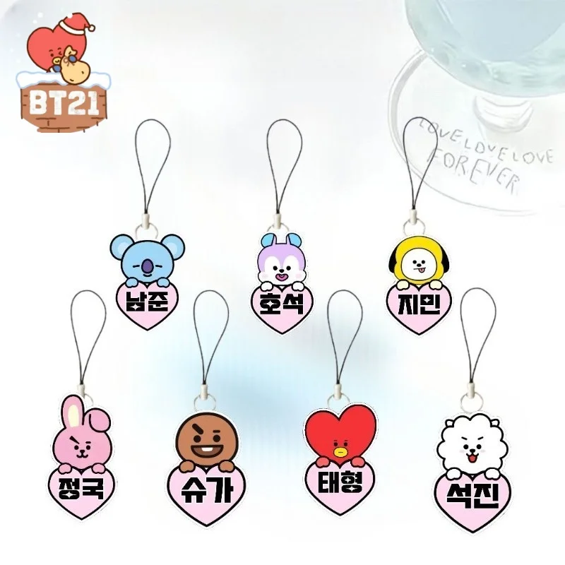 

Cartoon BT21 Koya RJ Man Chimmy Tata Cooky Shooky Creative Appearance Mobile Phone Chain Student Schoolbag Pendant Jewelry