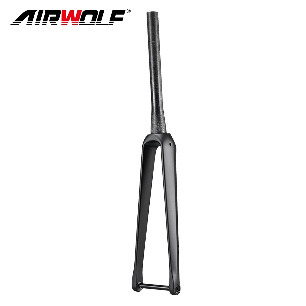 AIRWOLF Carbon Road Fork 700C Thru Axle 100*12mm UD Disc Brake 140/160mm Carbon Bike Forks Tapered Carbon Road Bicycle Fork