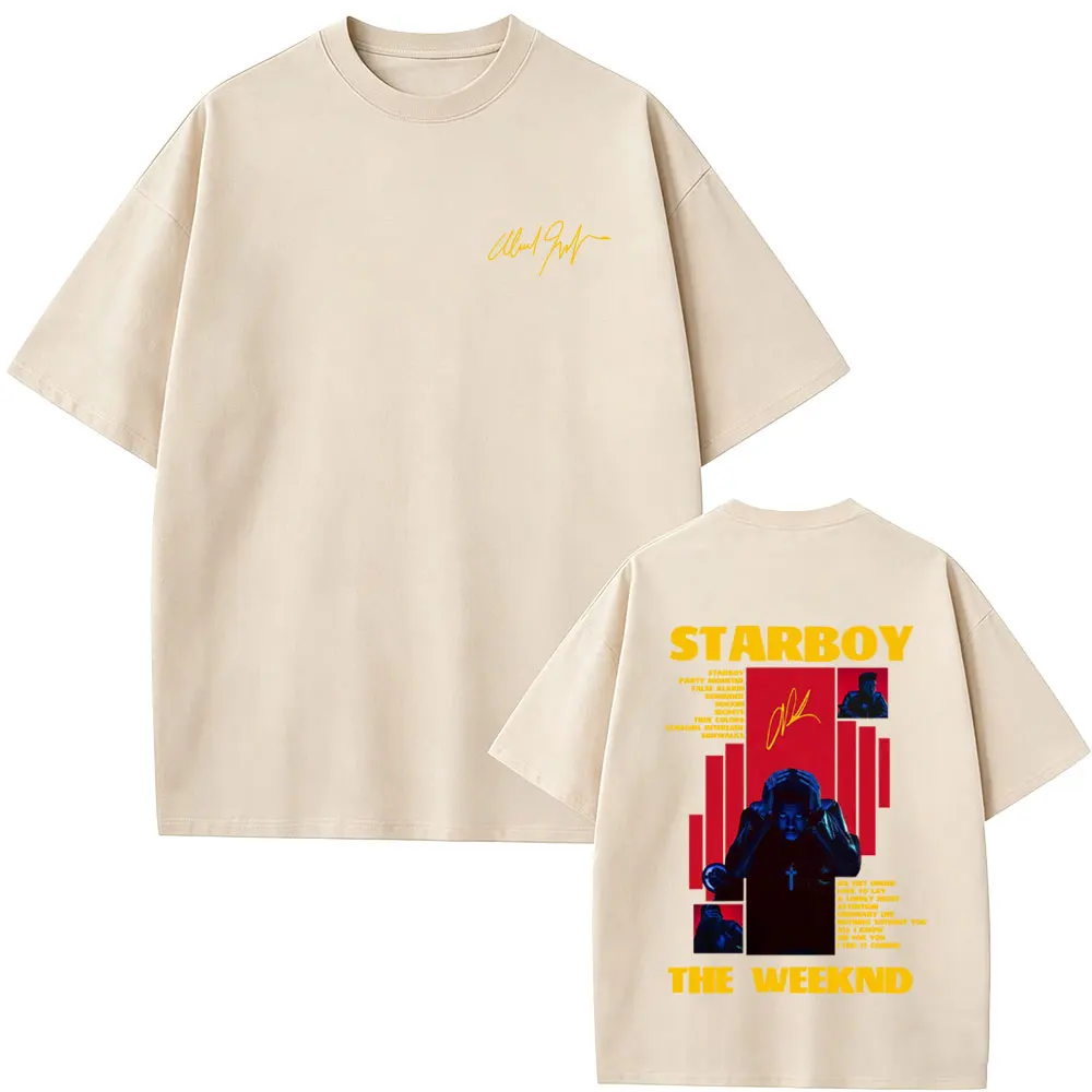 Rapper The Weeknd Starboy Album Graphic T-shirt Men Women Hip Hop Fashion Pop Music T-shirts Male Casual Cotton Vintage T Shirts