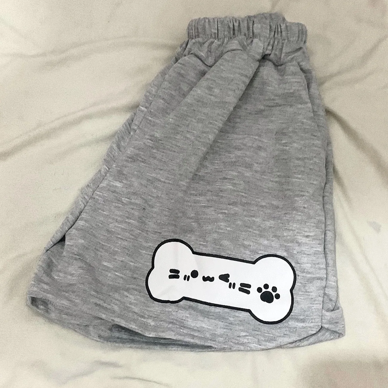 

Kimotimo Japanese Cute Cartoon Print Gray Shorts Women Summer New Subculture Y2k Wide Leg Grunge Pants Sweet Casual Streetwear