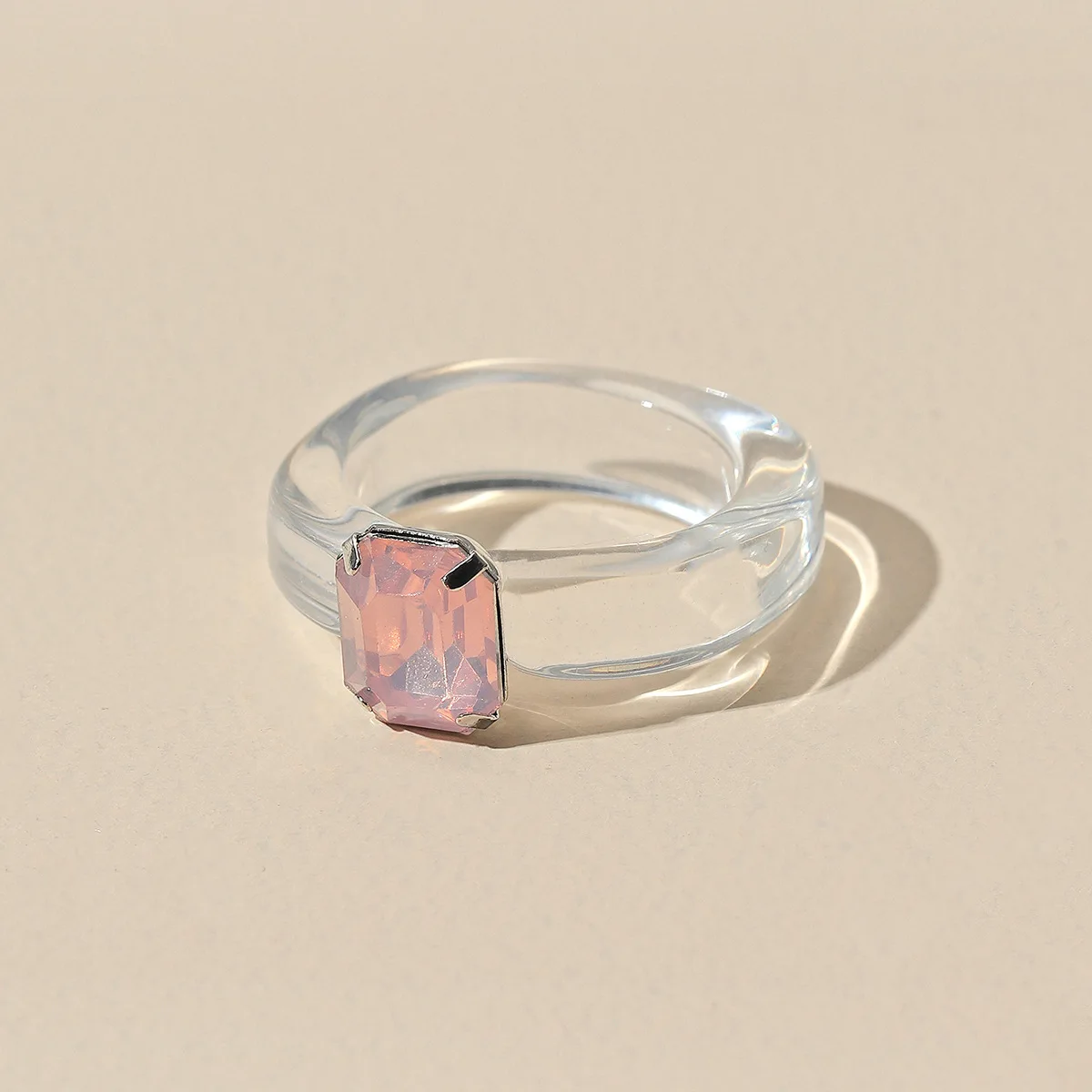 Anillo redondo de circón con diamantes de imitación de cristal para mujer, accesorios de joyería brillantes, transparente, geométrico Irregular, de lujo, a la moda