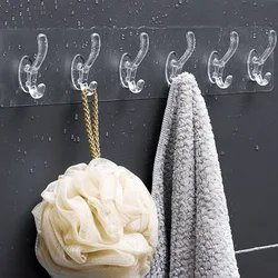 Transparent Plastic Glue Hooks Kitchen Bathroom Hooks Nail-free Wall Hanger