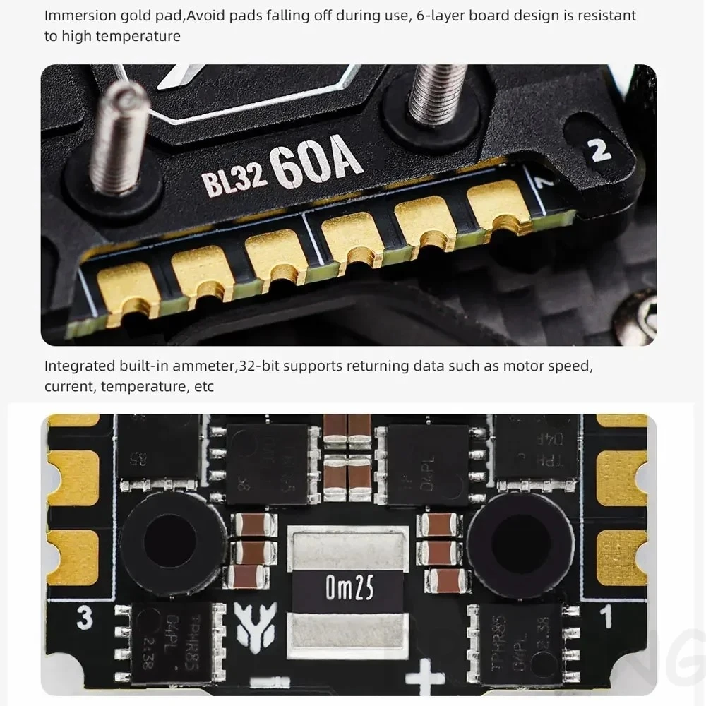 HGLRC SPECTER 60A 4-w-1 ESC - 3-6S BL32 128K CNC Radiator 20×20mm Wysoka Wydajność do Dronów Wyścigowych i Freestyle FPV