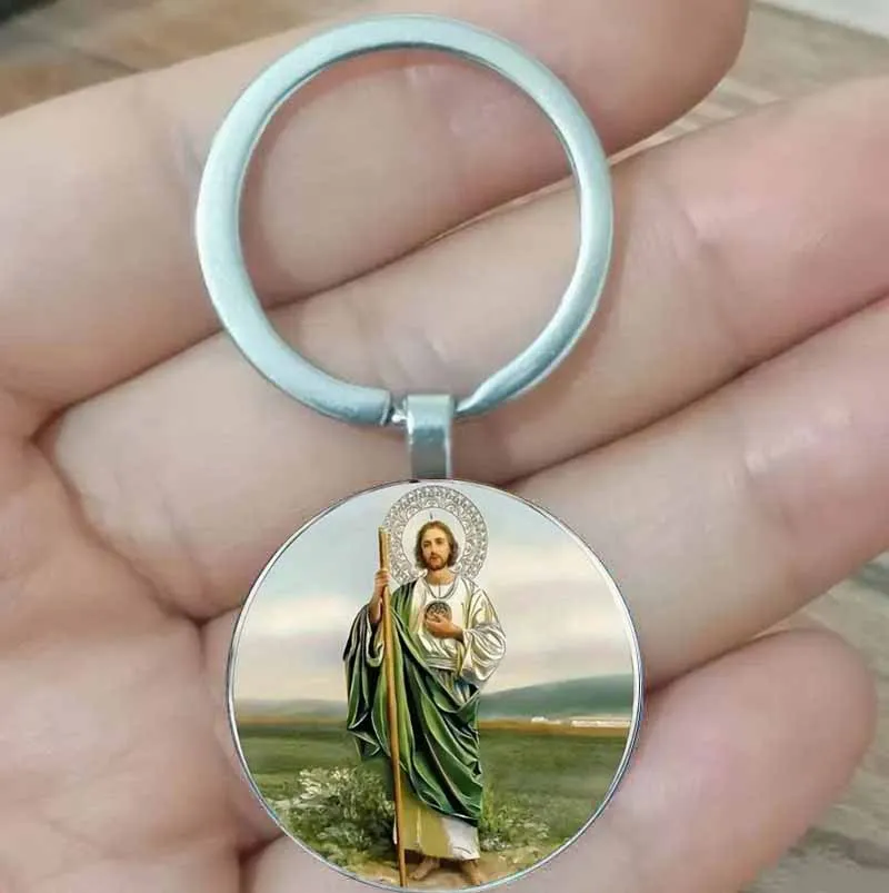 Брелок-с-медалью-Святого-Кристофера-—-цинковый-сплав-простой-религиозный-дизайн-от-Богоматери-Гваделупской-идеально-подходит-для-дней-рождения-коньи