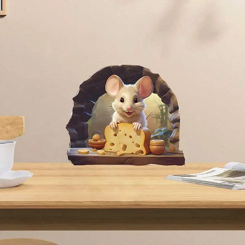 Mouse Themed Kitchen Stickers Home Bedroom Decorations Cute Mice Decals for Wall Furniture AA530
