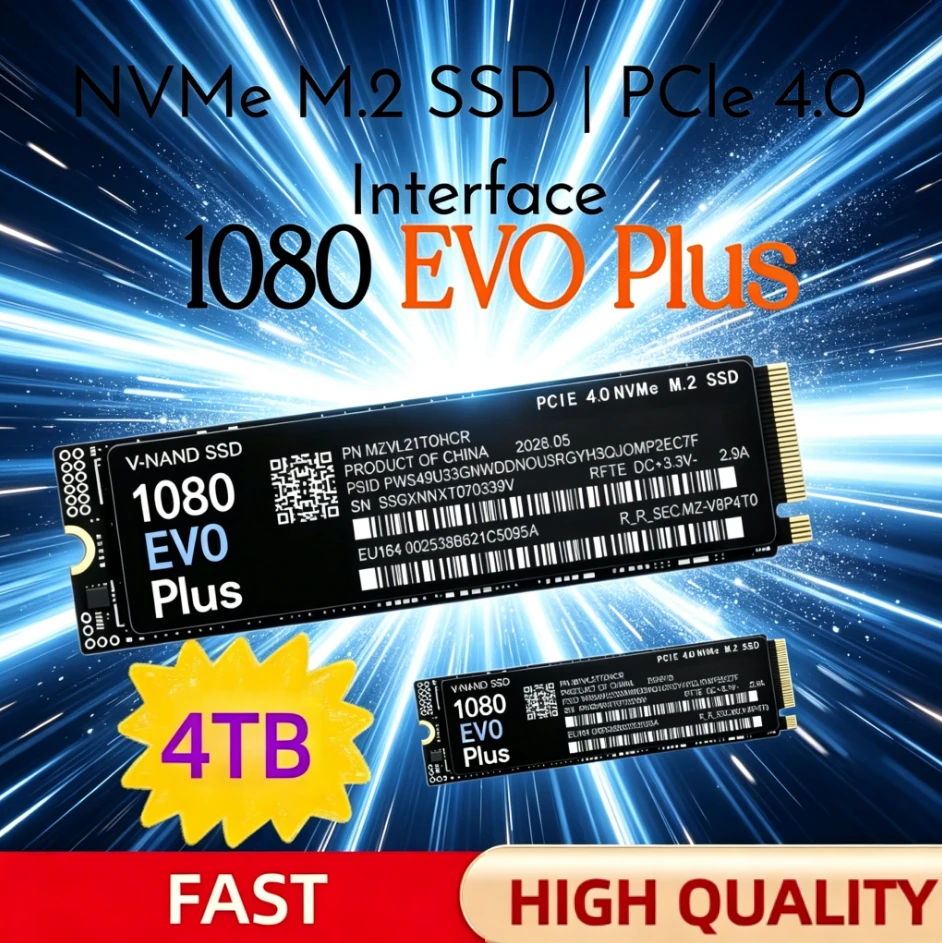 M.2 2280 NVMe SSD 1080 EVO Plus PCIe4.0 X4 7300MB/s TLC 3D NAND 1TB 2TB 4TB Internal Gaming Drive  for Laptop & Desktop.