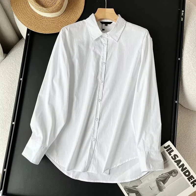 

Maxdutti Minimalist White Shirt Women For 2024 Spring Fashion Commuter Casual Long Sleeved Shirt Tops