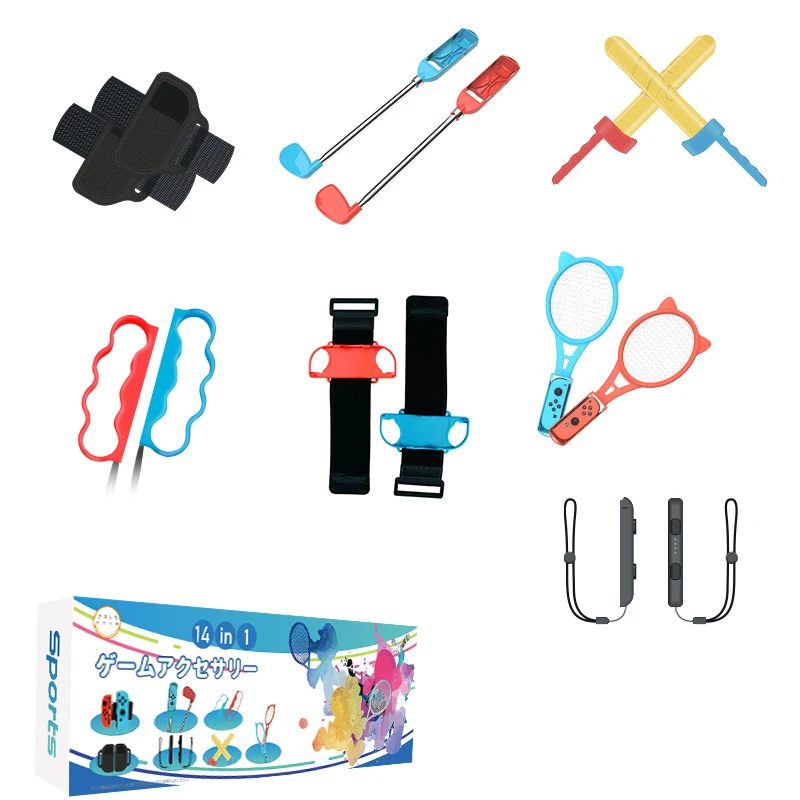 14in1 Switch Sports Accessories Bundle for Nintendo Switch OLED Sport Game Joycon  with Controller Straps Wrist Dance Racket