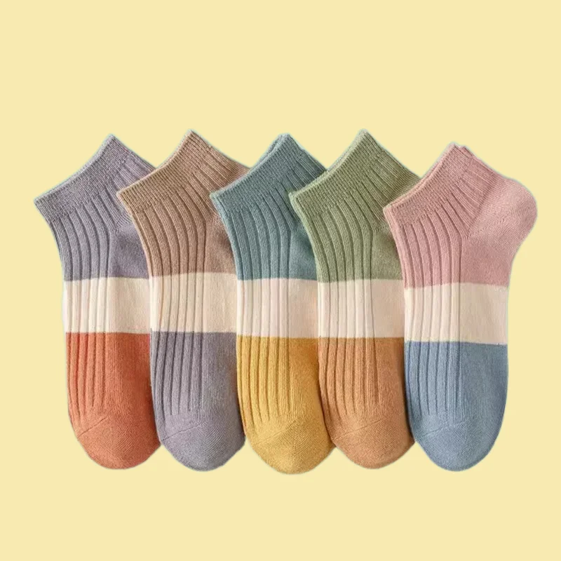 Chaussettes en coton coupe basse pour femmes, chaussettes dépistolet antes, absorbant la sueur, rinçage, bateau, moyen, tube court, fin, haute qualité, mode, 5/10 paires