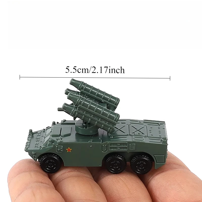 4D Model Steel Ball Tank 1/144 Hongqi 7B Air Defense Missile Launcher Radar Vehicle Military Slide Play