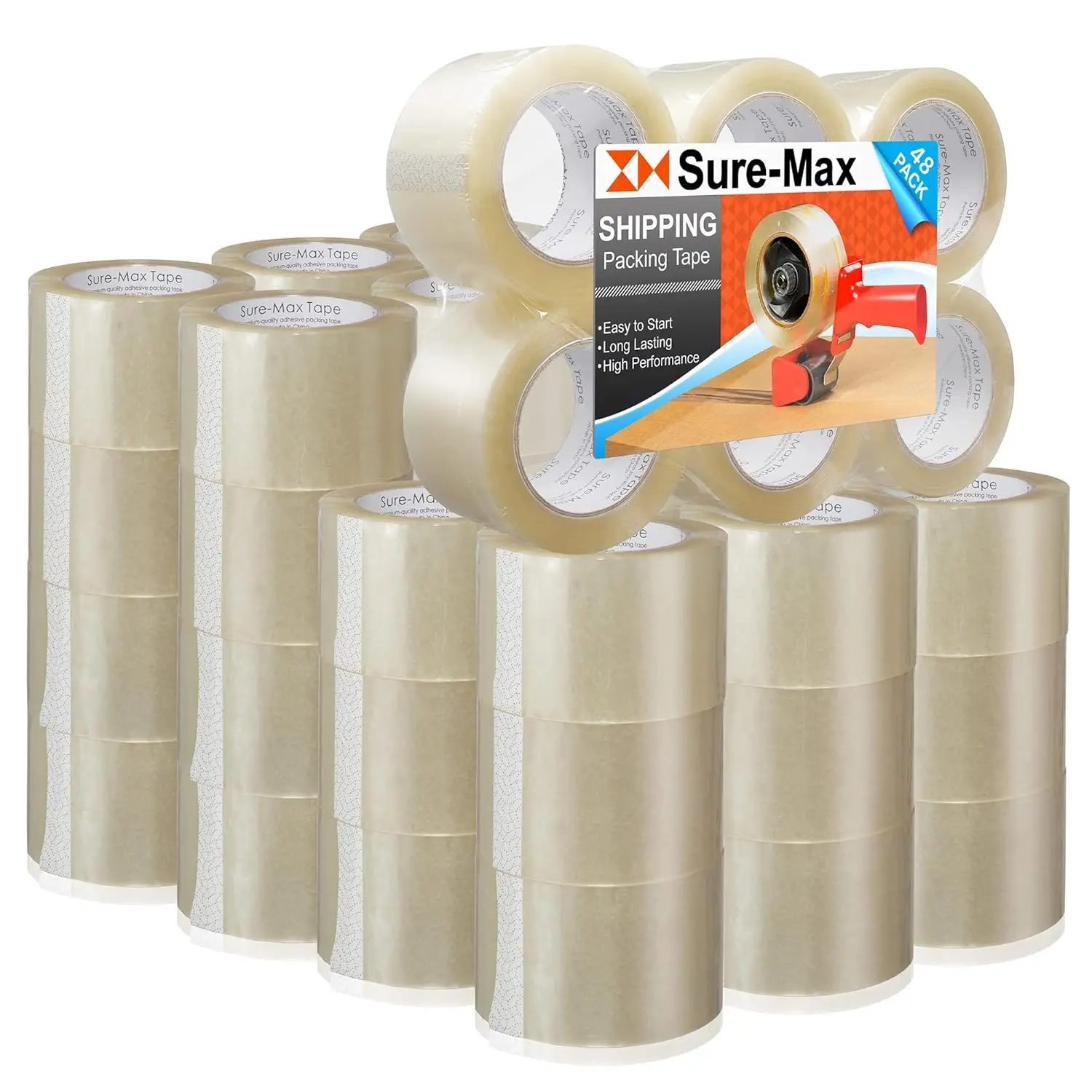

48 Rolls Extra-Wide Shipping & Packing Tape (3" x 110 yard/330' Each) - Moving & Adhesive Carton Sealing - 2.0mil Clear