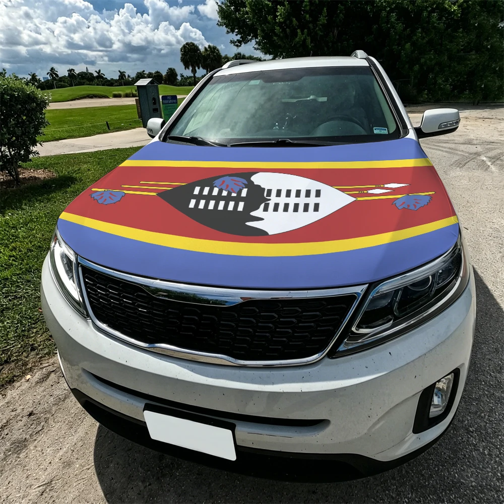 3.8x5.3ft Eswatini Guinea Car Hood Cover Flag Swiss Confederation Car Bonnet Banner Elastic Fabrics Windproof
