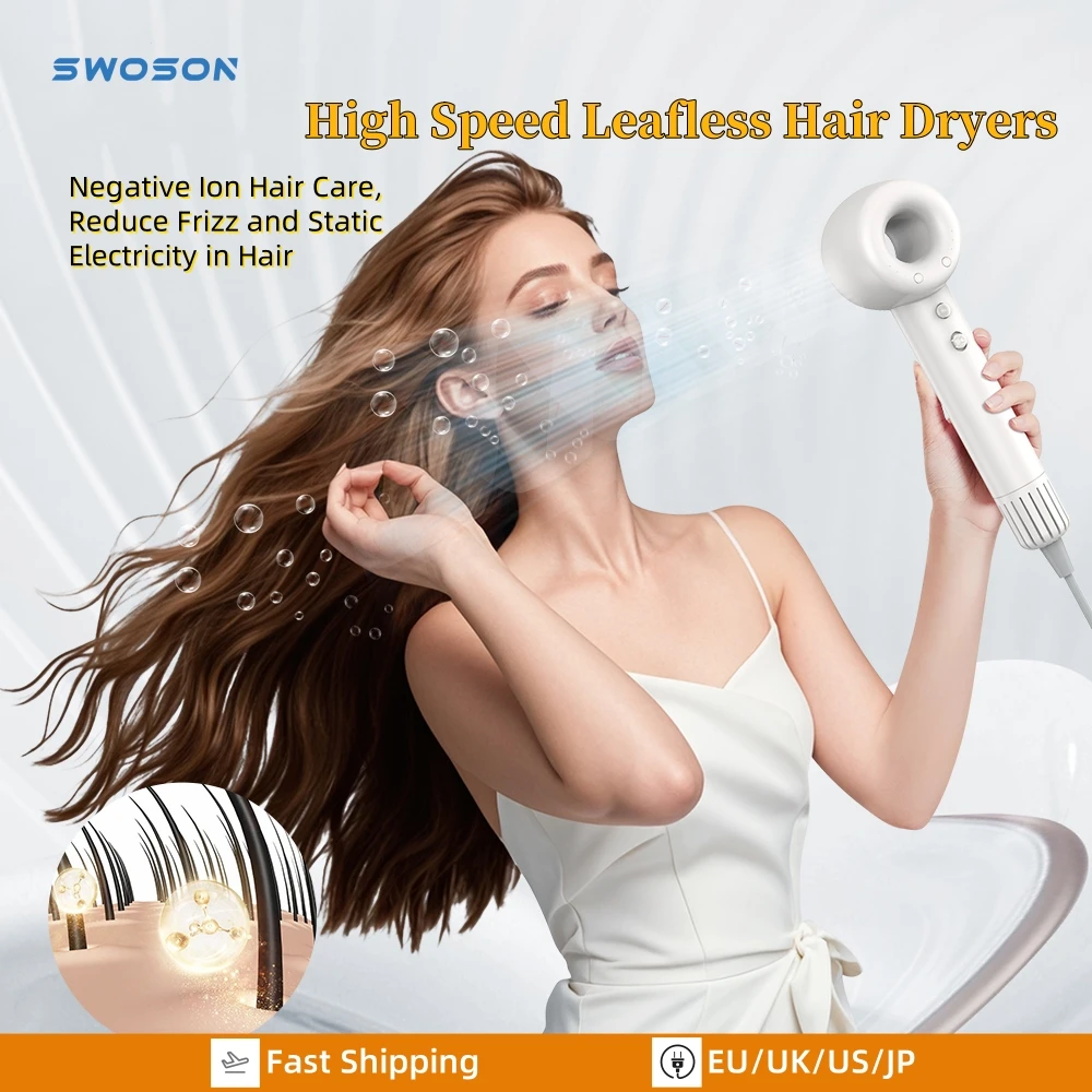 Swoson High Speed Hair Dryer Women Hair Care Styling Leafless Hair Dryer Negative Ion Tool Constant Anion Super Hair dryer