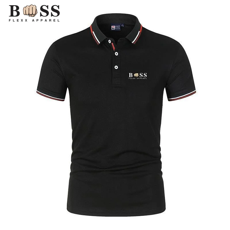 2024 New Fashion BSS FLEXX APPAREL Brand Polo Shirt Men's Summer Standing Neck Slim Fit Solid Color Breathable Casual Men's Polo