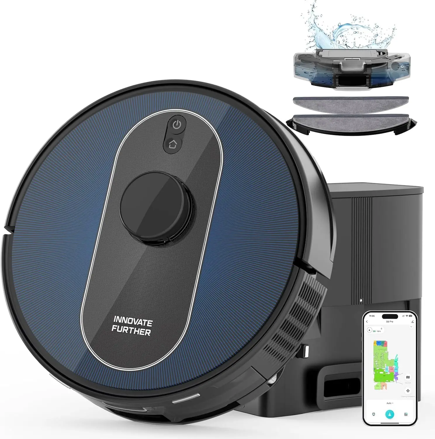 Self-Emptying Robot Vacuum and Mop with 5000Pa Suction, LiDAR Navigation, Smart Obstacle Avoidance for Pet-Friendly Homes