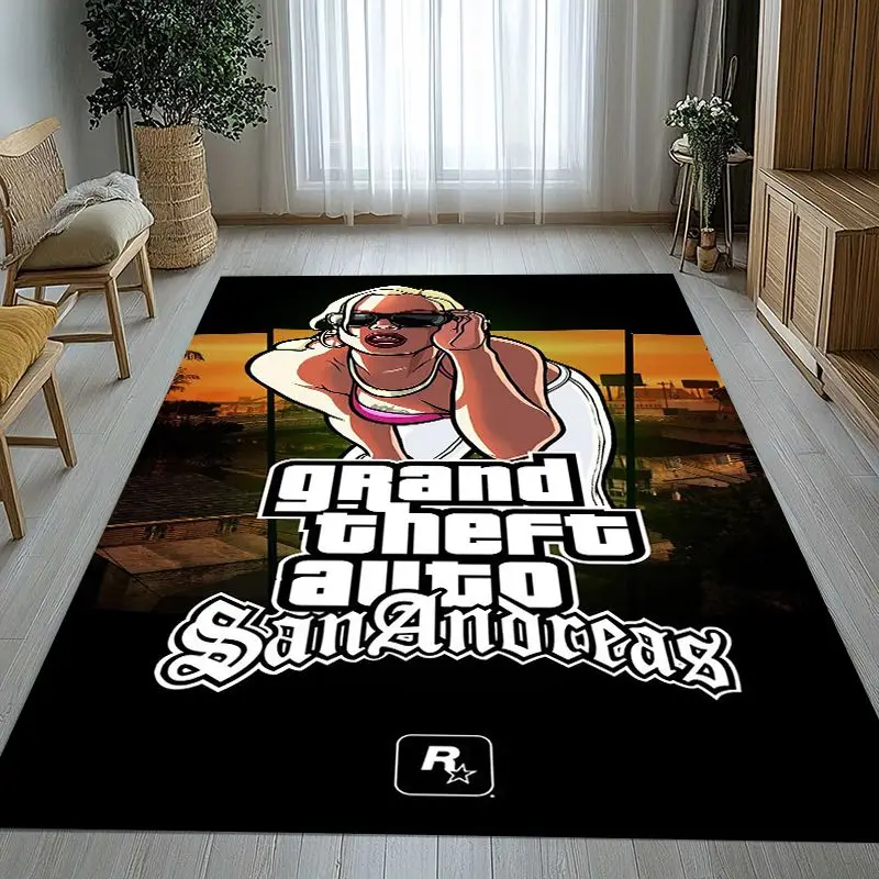 Vintage Game G-GTA San Andreas Area Rug,Soft Non-Slip Carpet Mat for Living Room Bedroom Playroom,Sofa Floor Rug,Home Decor Gift