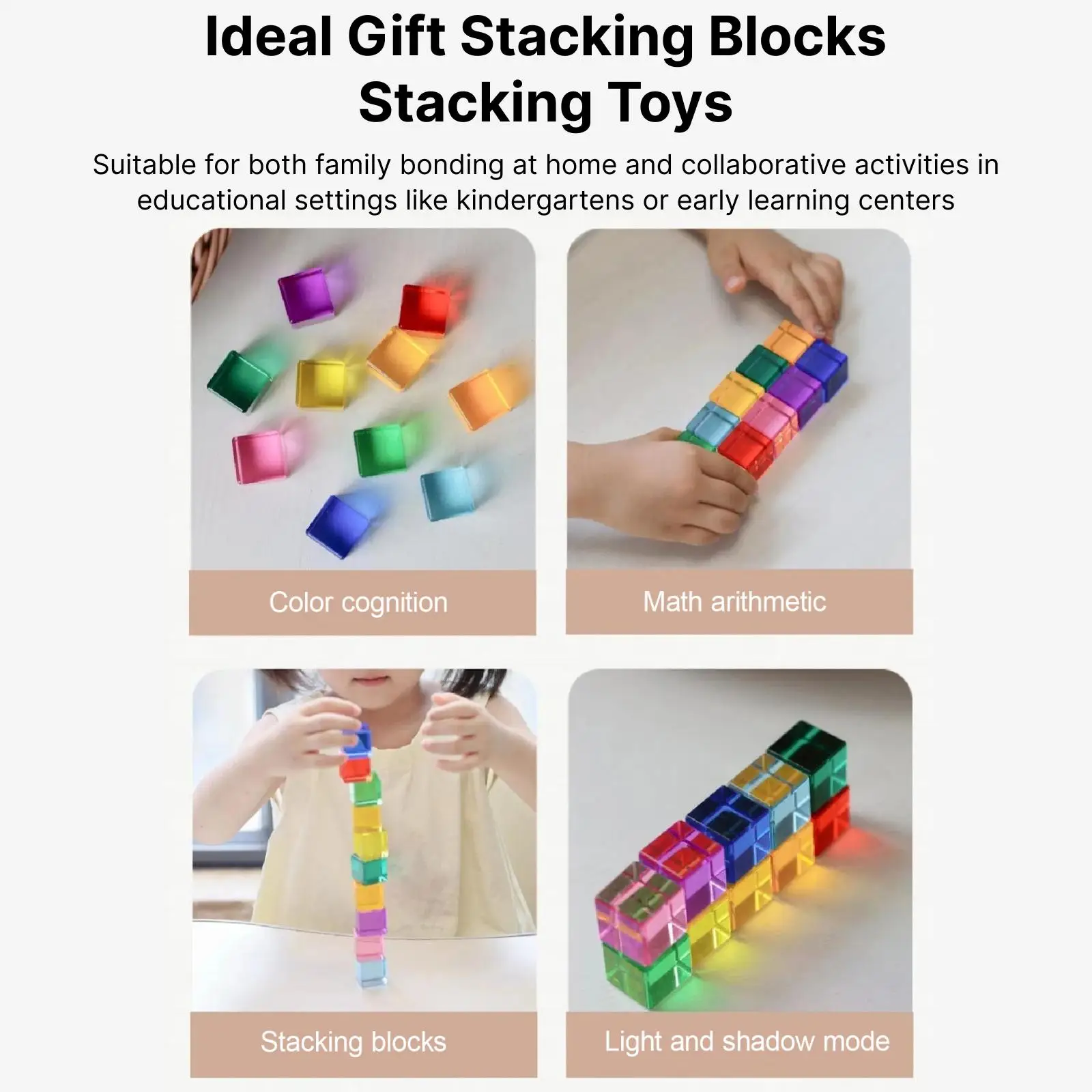 

Rainbow Building Blocks Stacking Blocks for Perschool Kids Birthday Gift