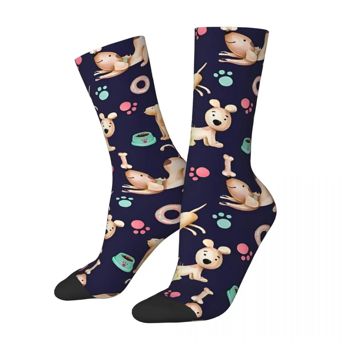 Retro Puppy Parade Men's compression Socks Unisex Street Style Pattern Printed Novelty Crew Sock