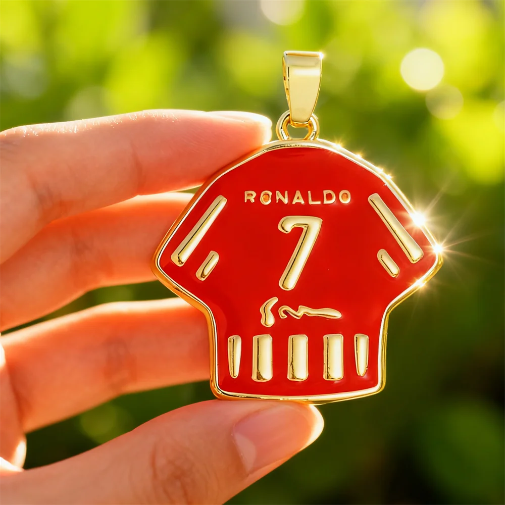 10Pcs Pendants Gold Plated Enamel Football Jersey Charms Number 7 for DIY Jewelry Making Necklace Bracelet Sports Fan Accessorie