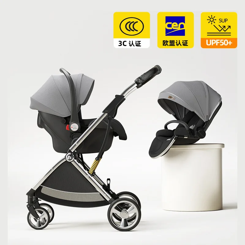 

High-view Three-in-one Newborn Baby Stroller Two-way Lightweight Sitting and Lying Portable Stroller