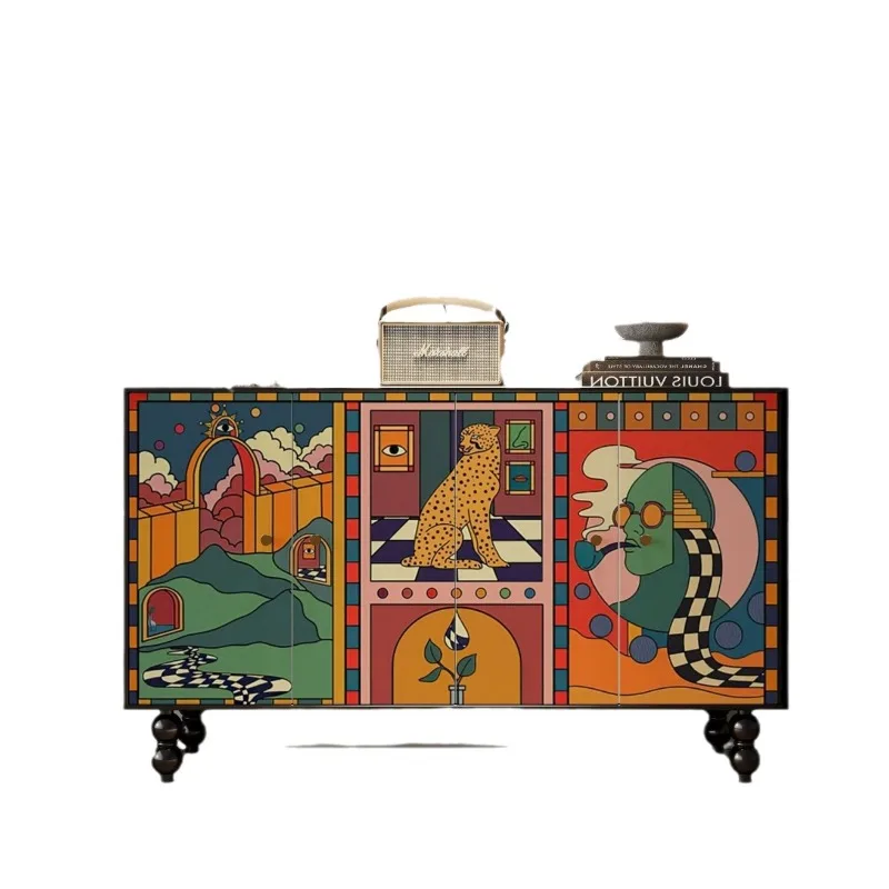 

Household solid wood American retro light luxury living room simple kitchen storage porch cabinet