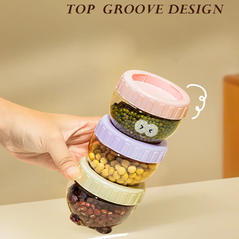 Plastic Sealed Cans Food Storage Jar Spice Teas Beans Candy Preservation Bottle Tool Kitchen Tool Value Container Set Multicolor