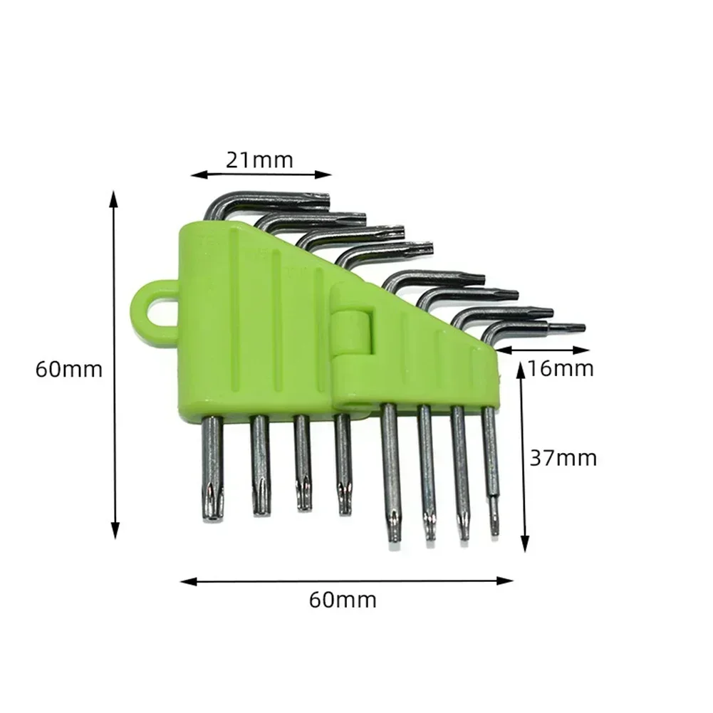 Kompakter und vielseitiger 8-teiliger Sechskant-Torx-Schraubenschlüssel-Satz, L-Typ-Schraubendreher, Sechskantschlüssel, T5, T7, T8, T15, T20,