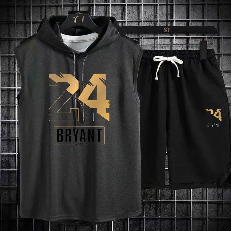 

Summer men's fashion hoodie Breathable loose athletic shorts set