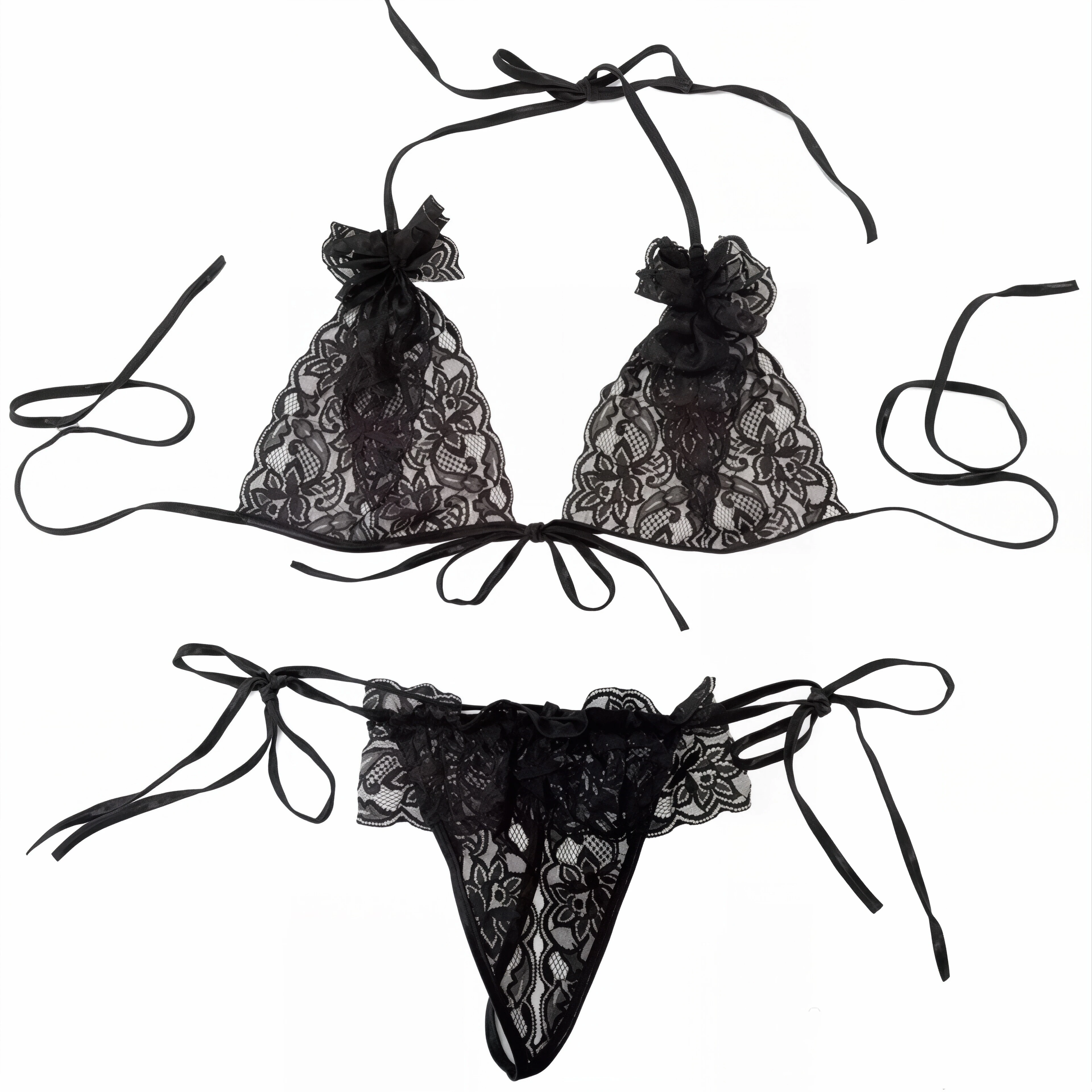 Original Sexy lingerie Women's underwear Lace Backless Crotchless With gloves Set  Bow Strap design Open girl 18XXX Sexy costume