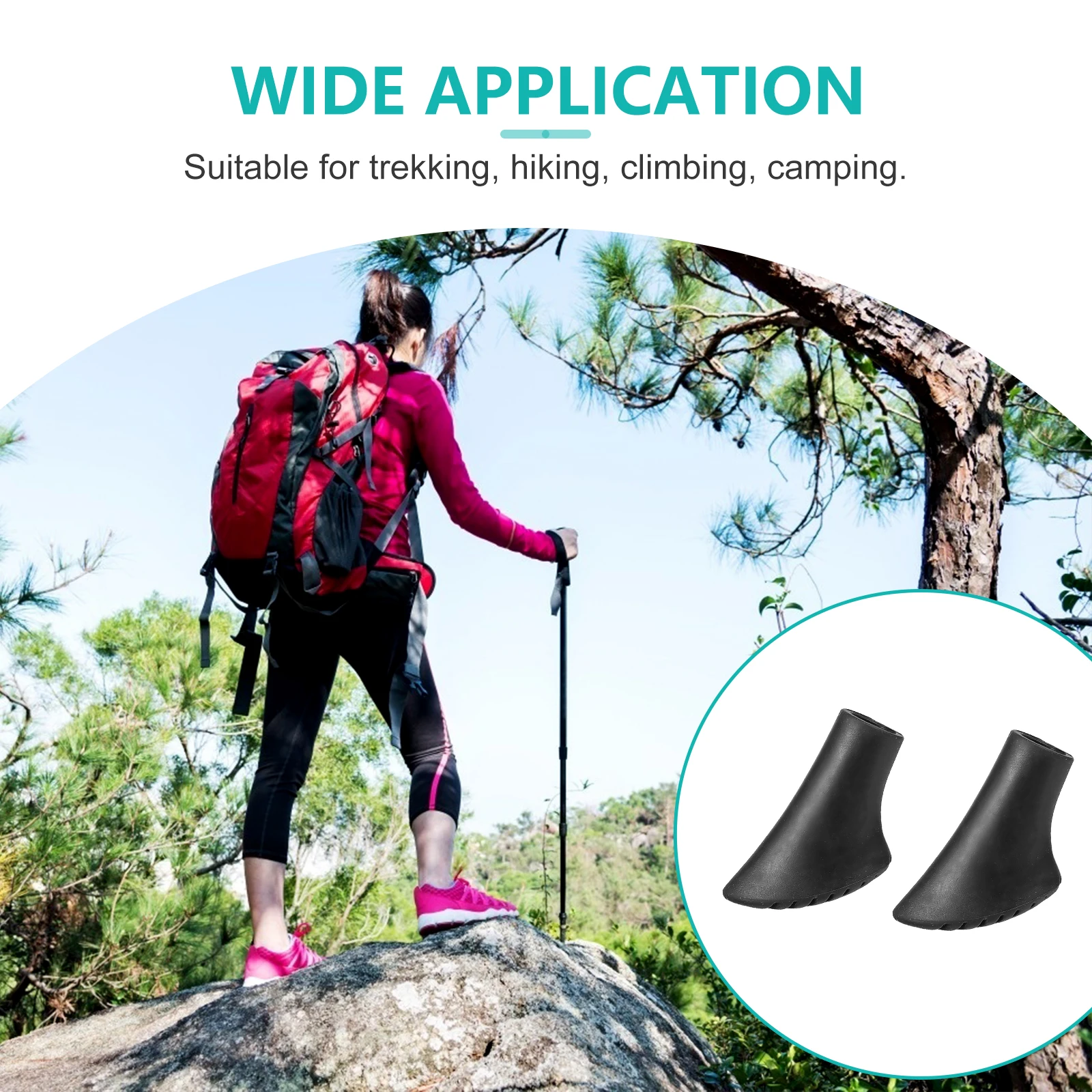 

16 Pcs Trekking Cover Hiking Stick Protector Rubber Feet Wear Resistant Durable Camping Walking Climbing