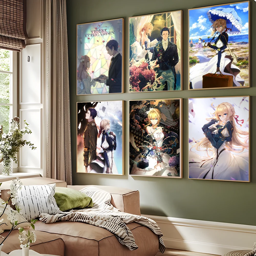 Violet Evergarden Classic Vintage Posters Decoracion Painting Wall Art White Kraft Paper Kawaii Room Decor