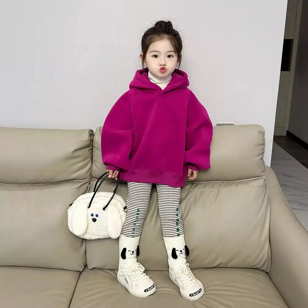 Girls Hoodie Fleece Lined Sweatshirt 2026 Winter Warm Kids Coat Children Autumn Outerwear Baby Clothing