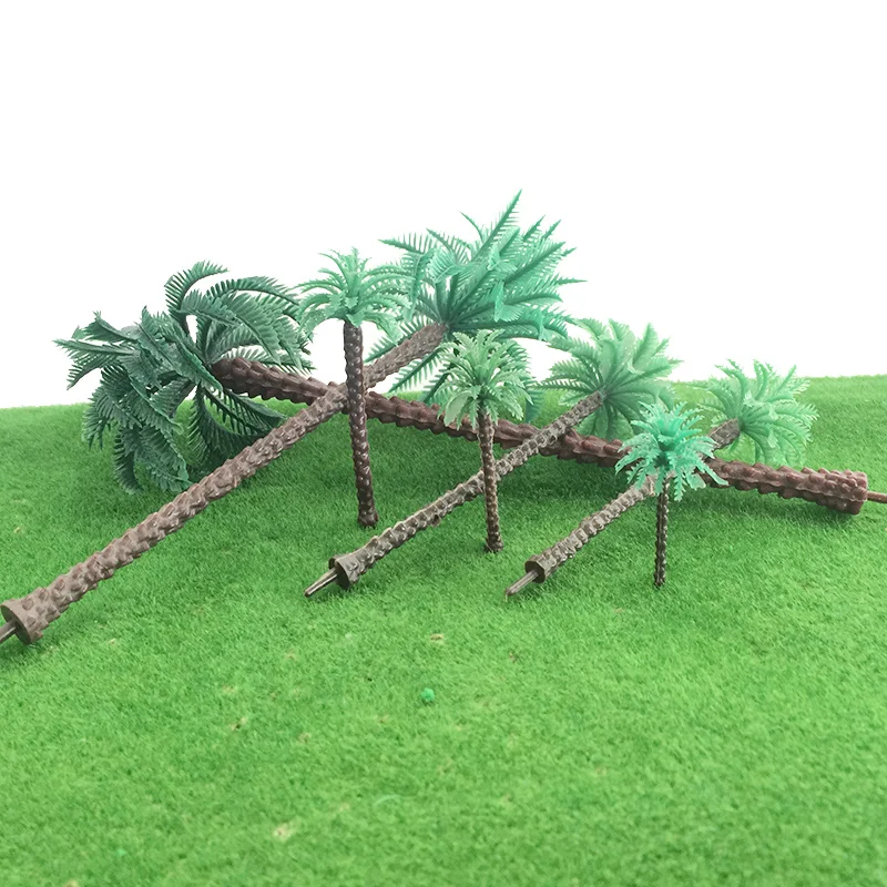 

12pcs Mixed Size Artificial Palm & Coconut Tree - 3cm/5cm/9cm/11cm 1:87 HO OO Scale Miniatures for Garden Decor, Beach Scenery &