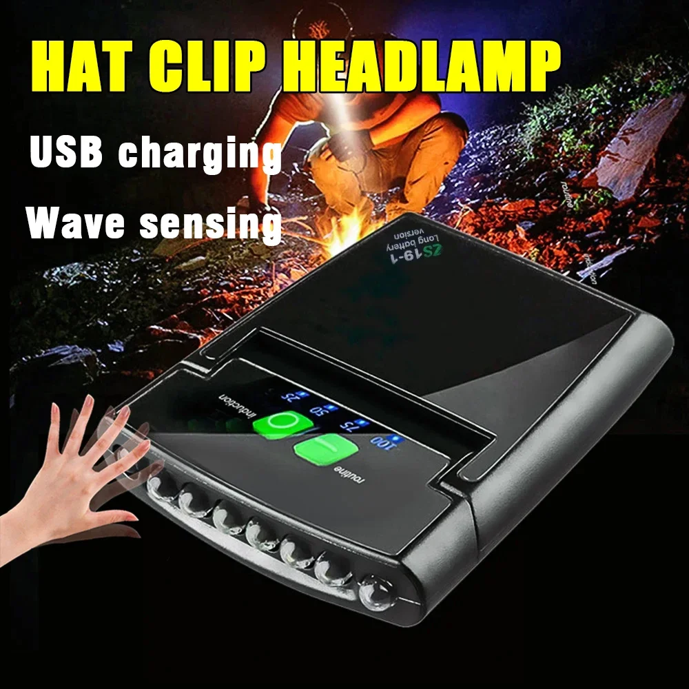 

E2 Mini LED Sensor Headlamp Super Bright Hat Clip Light Fishing Headlight USB Rechargeable Lights Adjustable Camping Headlamp