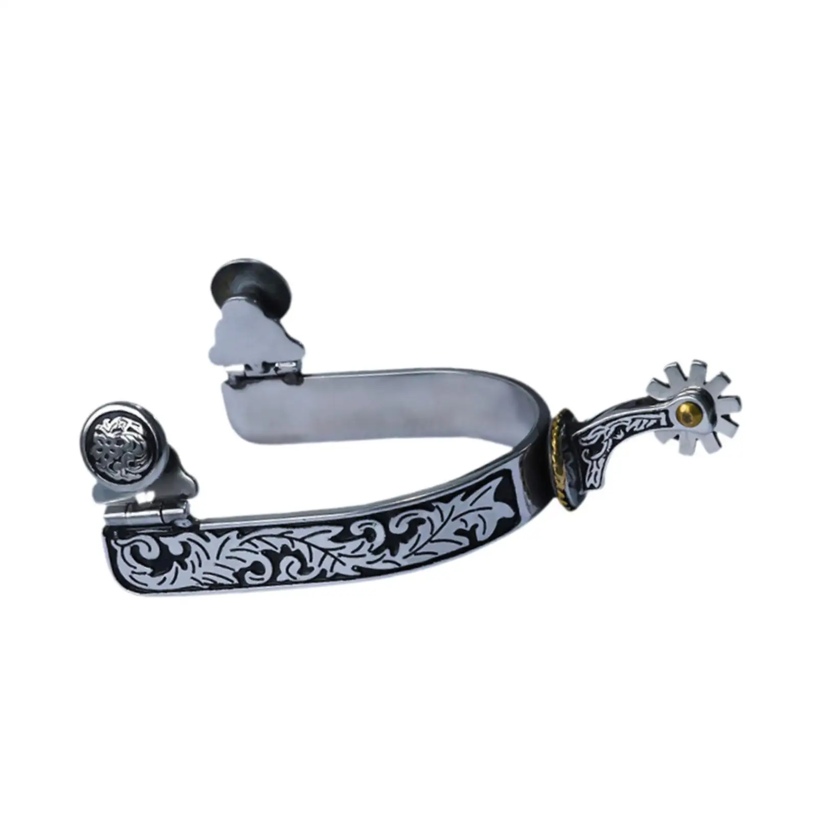 Конная шпора в стиле вестерн, ковбойская шпора с гравировкой для тренировочных соревнований, конное снаряжение, антикоррозийное с вращающимся металлическим механизмом