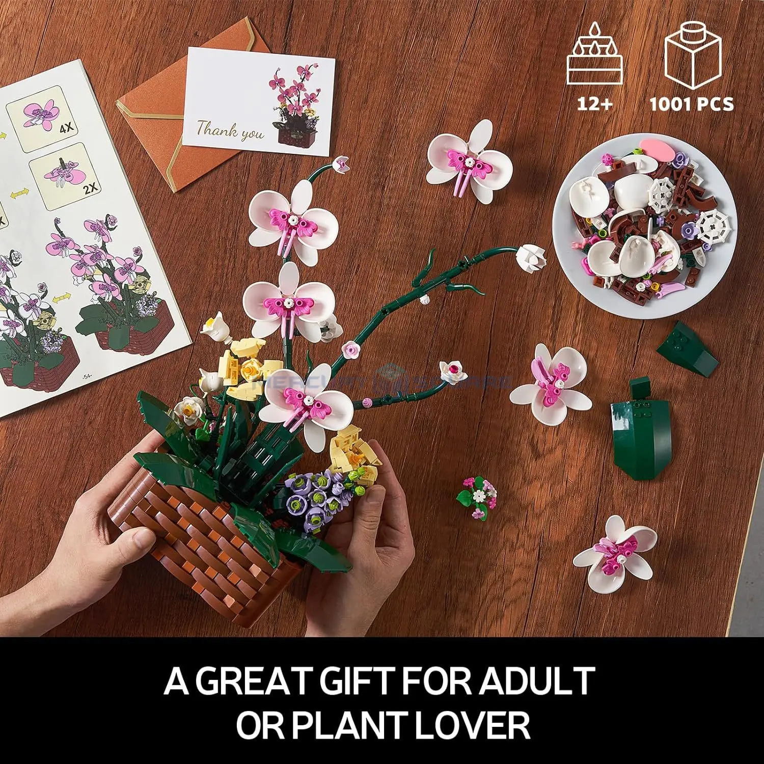 Orchid Potted Plant Model Building Bricks MOC 92202 Flower Botanical  Blocks Collection Creative Ideas Home Decoration Toy Gift