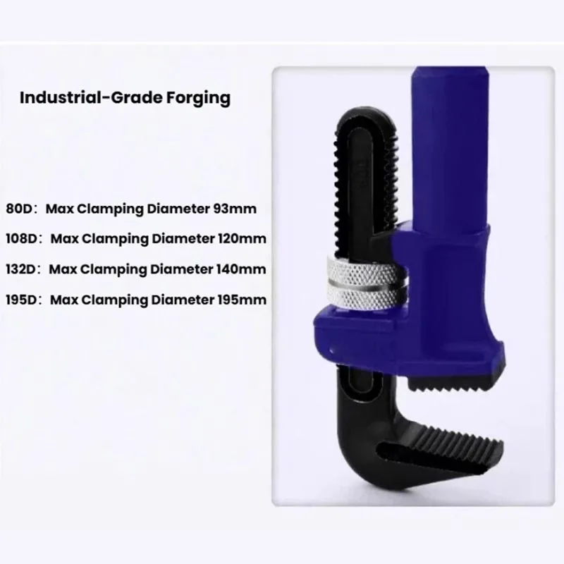 Duty Telescopic Pipe Wrench Retractable Extension Handle Anti-Slip Rubber Grip Hardened Serrated Jaw Adjustable Pipe Spanner