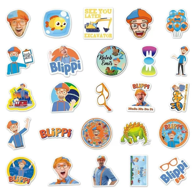 50pcs/set Blippis DIY Stickers Creative Anime IPad Computer Luggage Guitar Notebook Decoration Waterproof Sticker Kids Toys