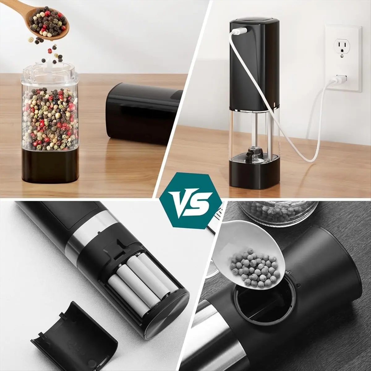 

Electric Salt and Pepper Grinder Set with Digital Display,Automatic Salt Pepper Mill Grinder Adjustable Coarseness