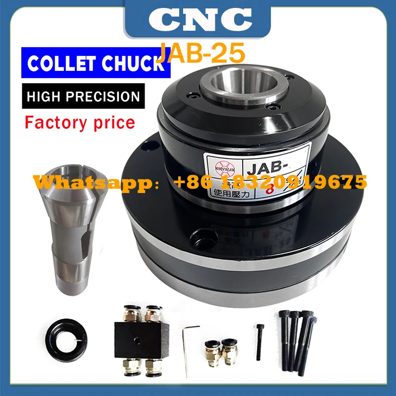 

CNC front-mounted rotary pneumatic high-speed hollow chuck with expansion outer collet, JAB-25 hydraulic chuck