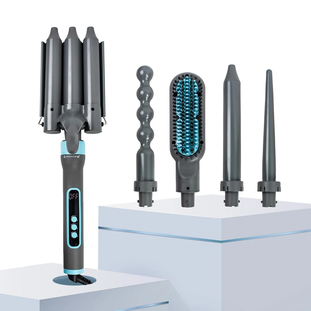 

Most Popular Hair Styling Tools 5 in 1 Interchangeable Curling Iron Hair Straightener Brush Rotating Ceramic Hair Curler